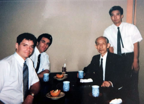 Tony and Yahe Solomon with son of the founder Kisshomaru Doshu and grandson of the founder Moriteru Doshu